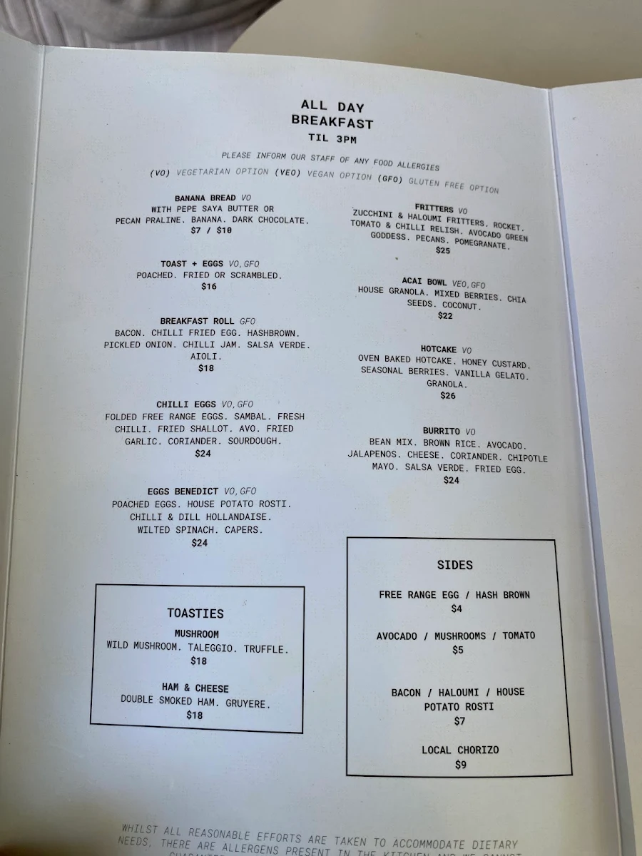 Menu, The Hungry Monkey Kiama