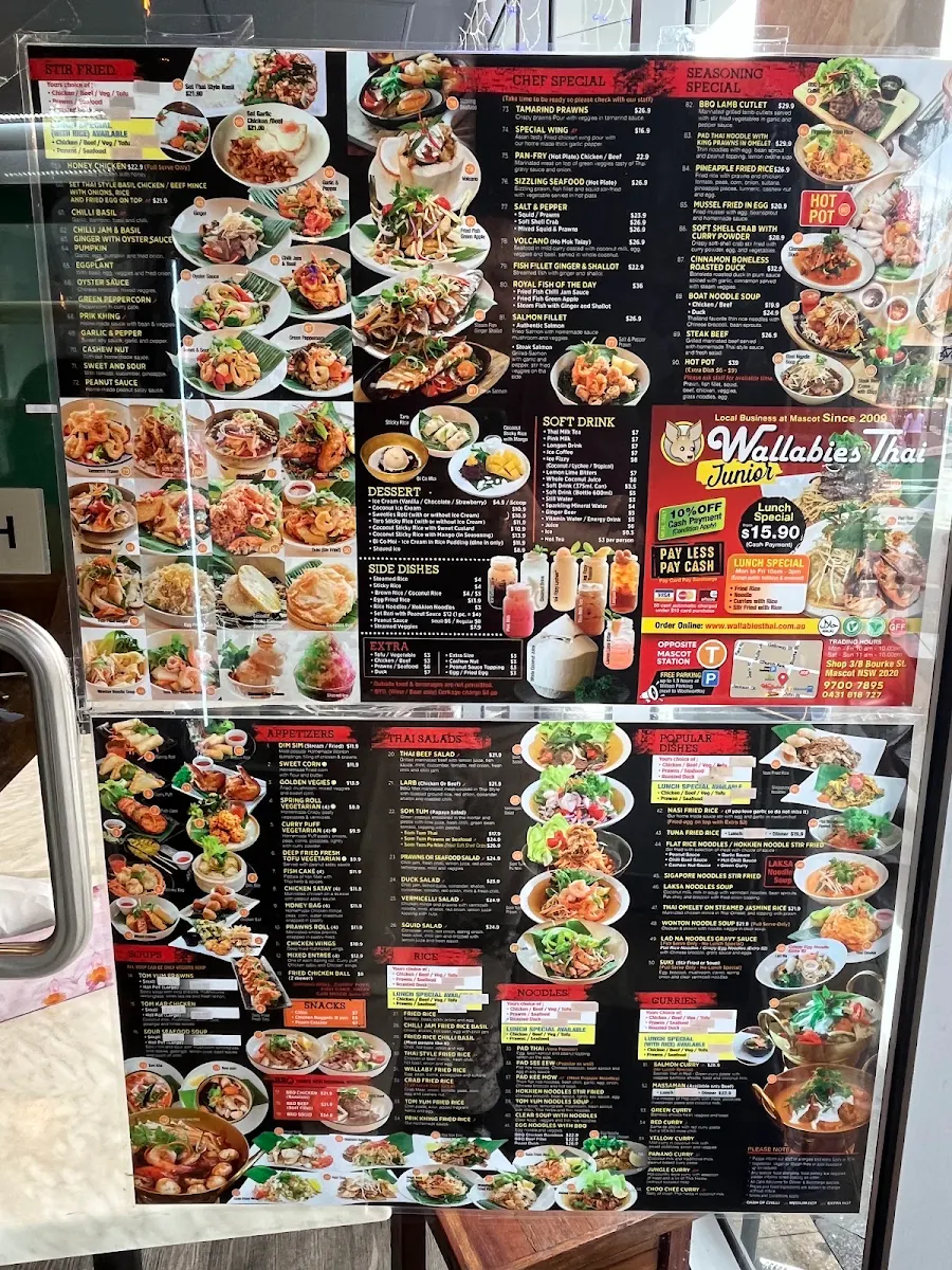 Menu, Wallabies Thai
