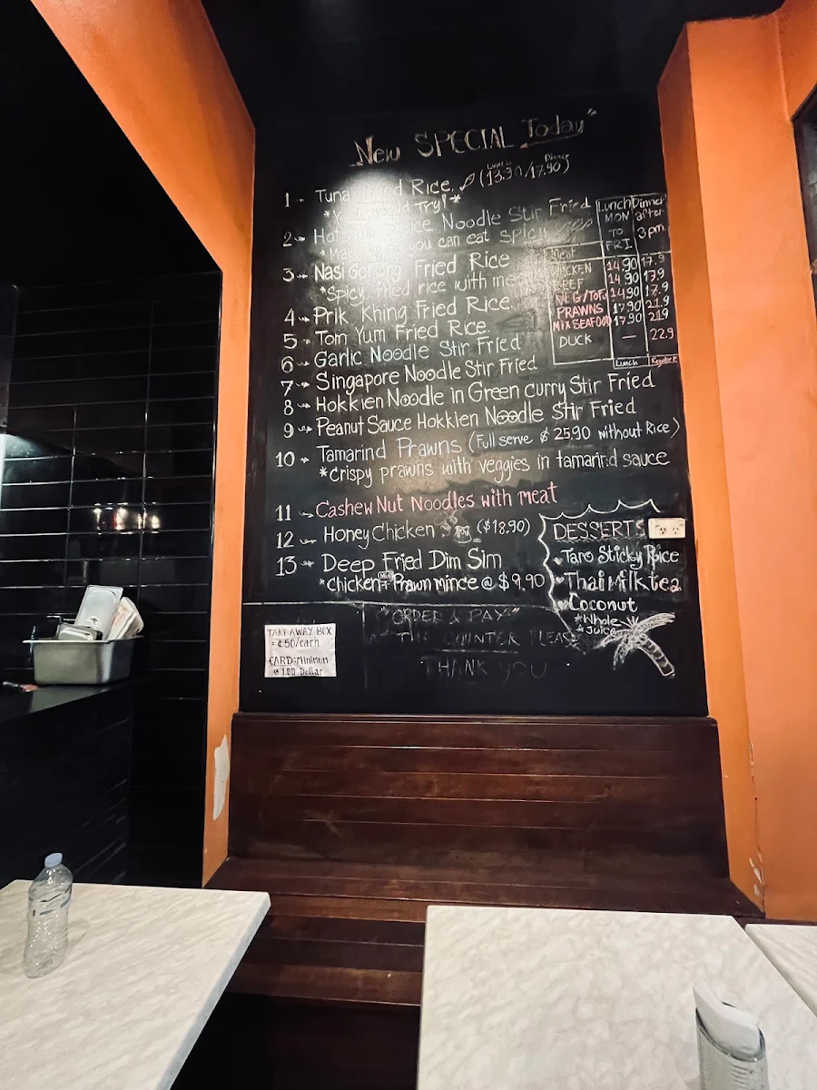 Menu, Wallabies Thai