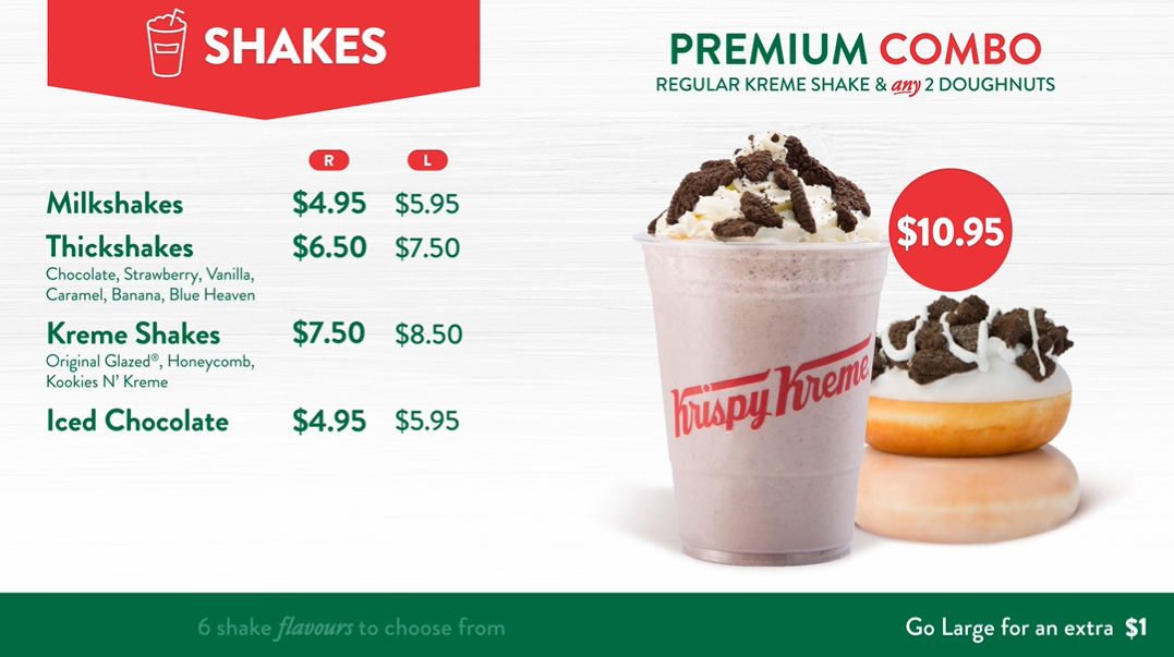 Menu, Krispy Kreme Fawkner