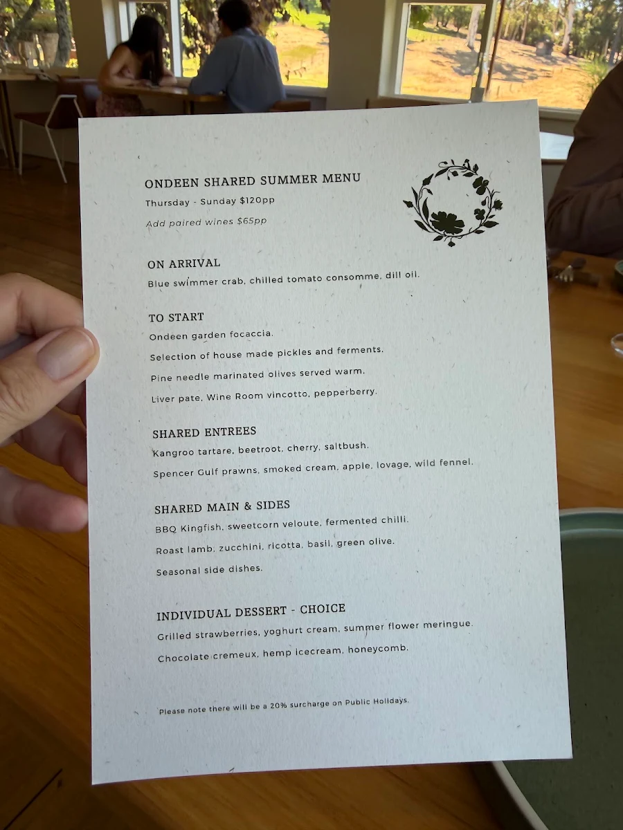 Menu, Ondeen