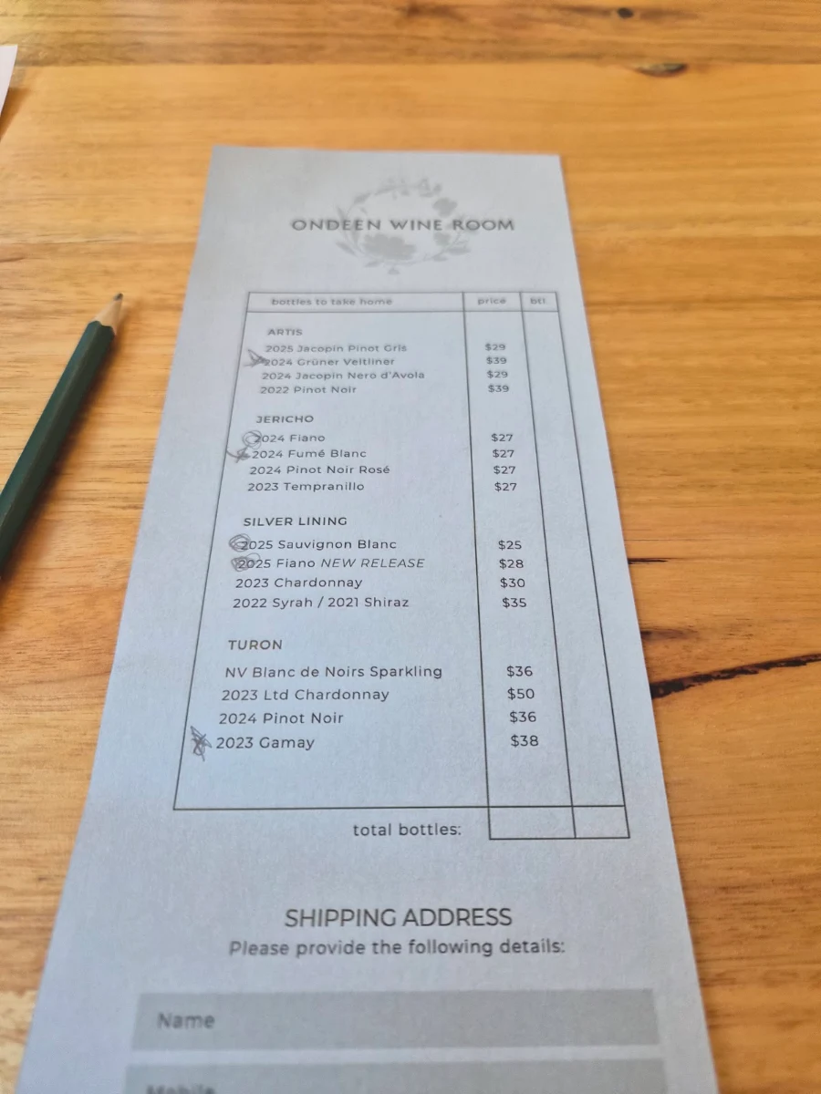 Menu, Ondeen