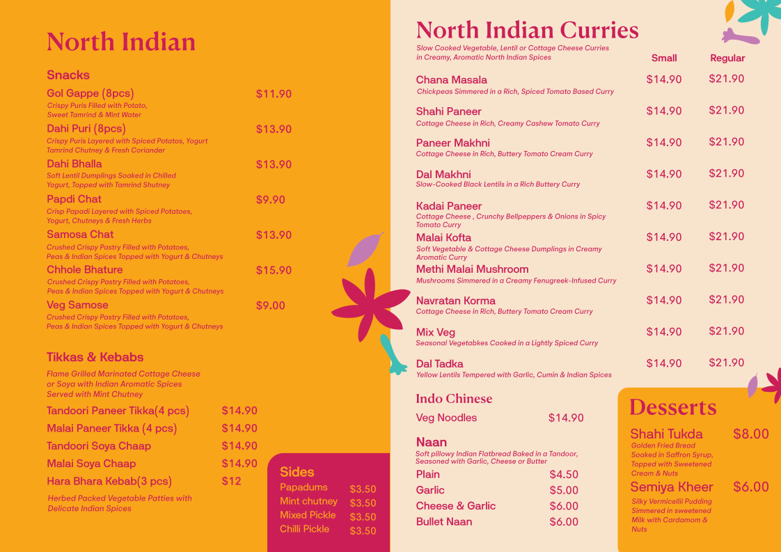Menu, Tadka Street