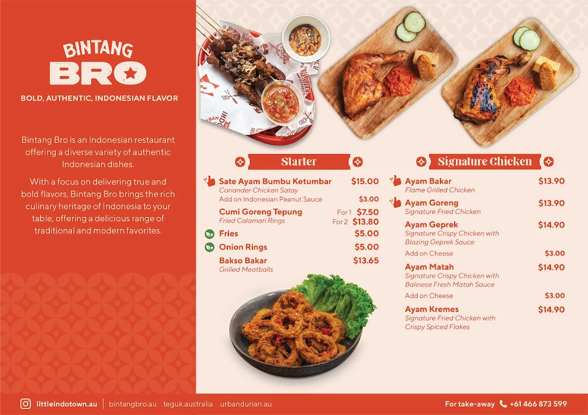 Menu, Little Indo Town