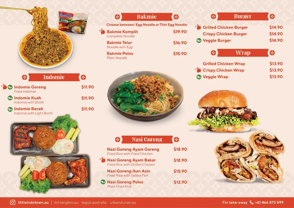 Menu, Little Indo Town