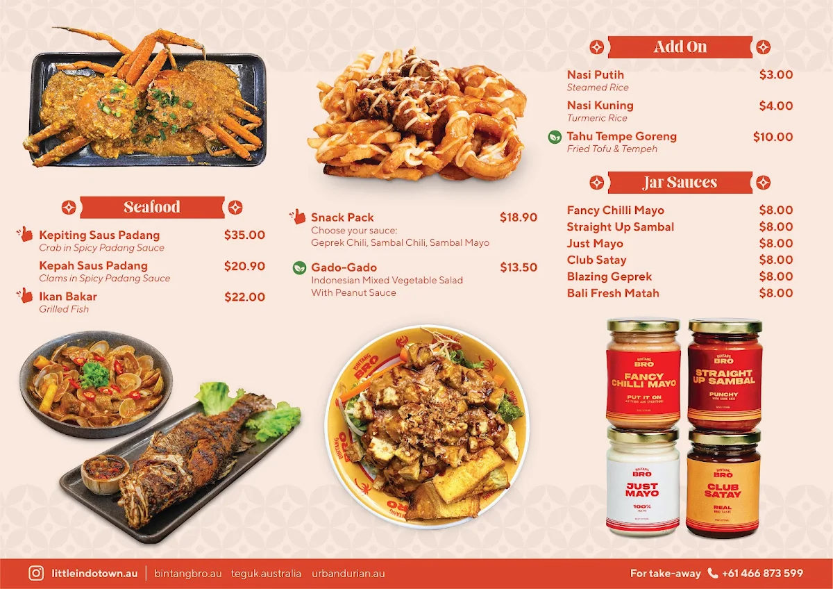 Menu, Little Indo Town