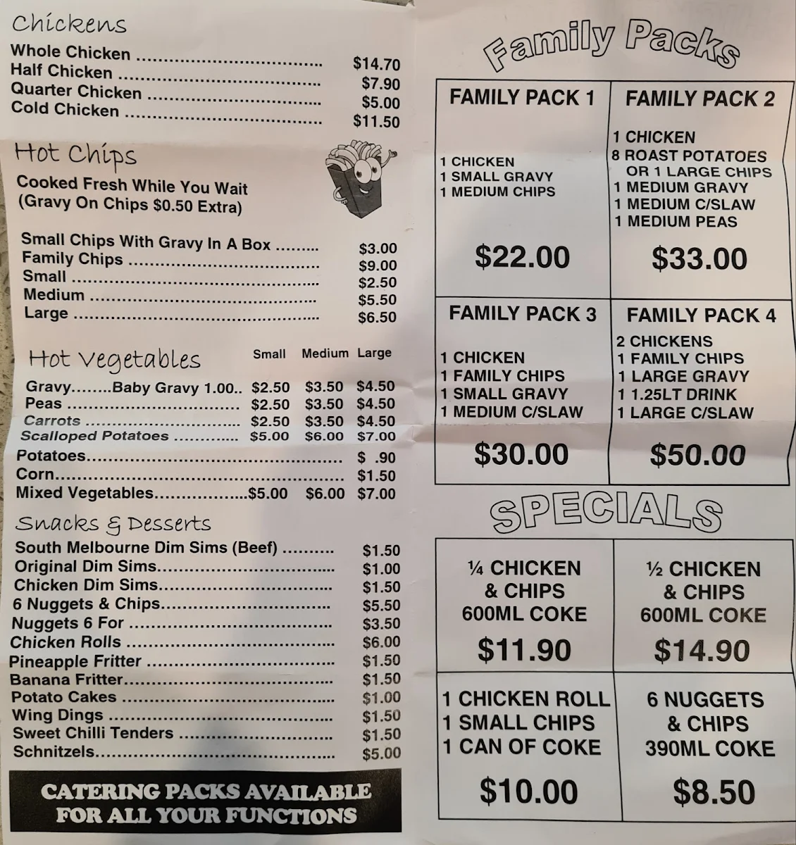 Menu, Gateway Charcoal Chicken