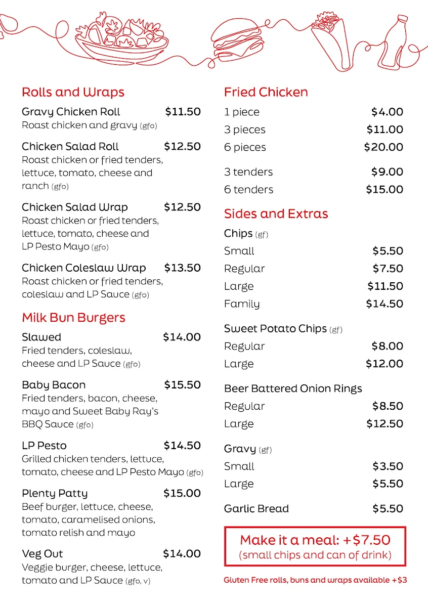 Menu, Lower Plenty Chicken