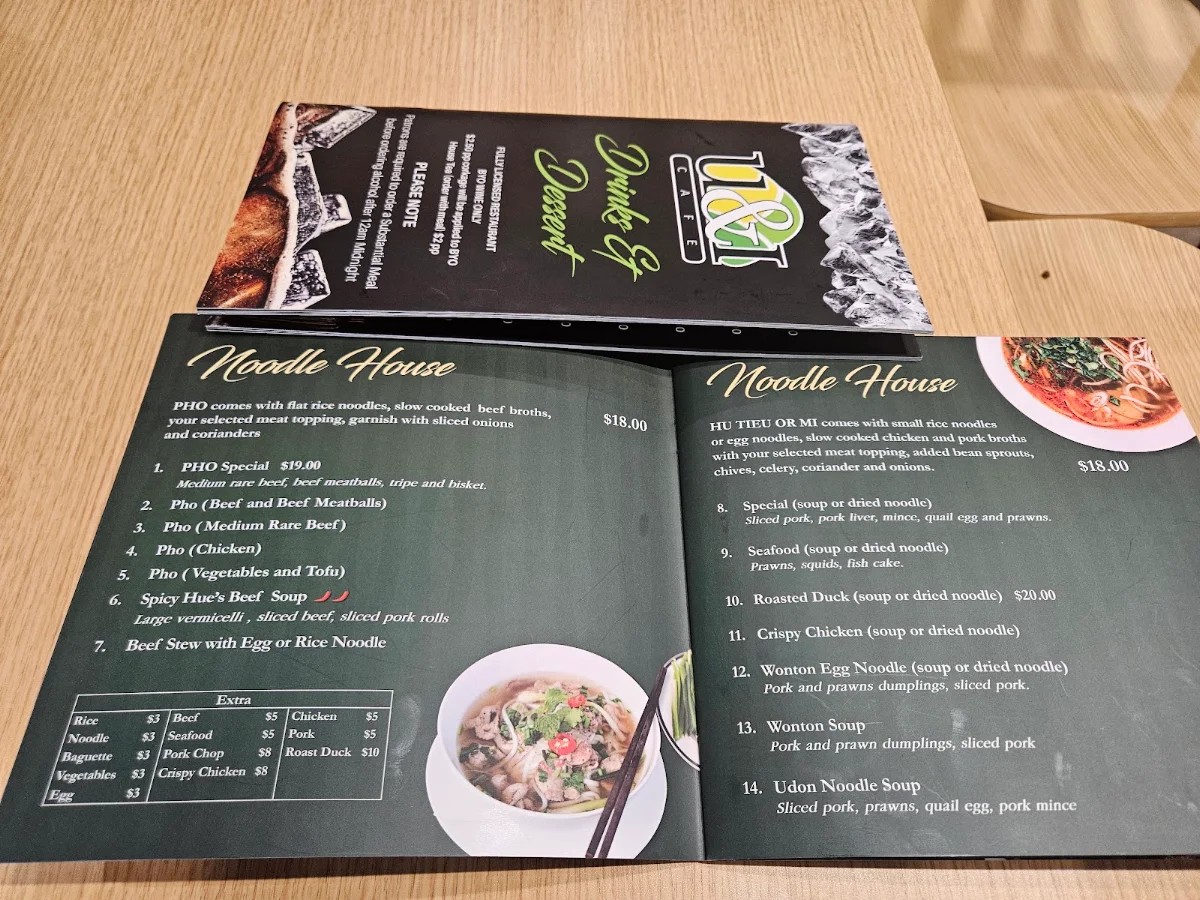 Menu, U&I Cafe