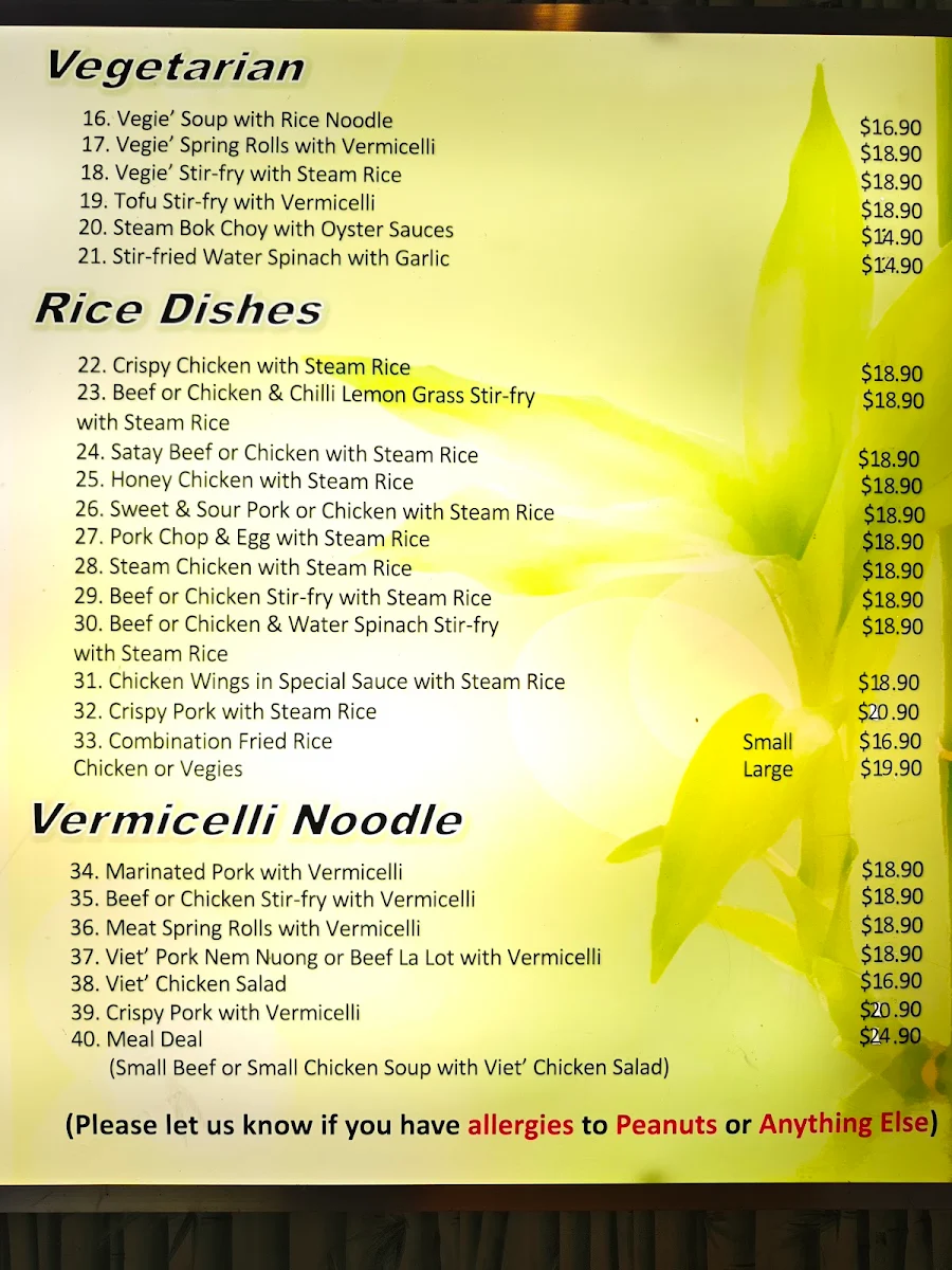 Menu, Skewers Lover