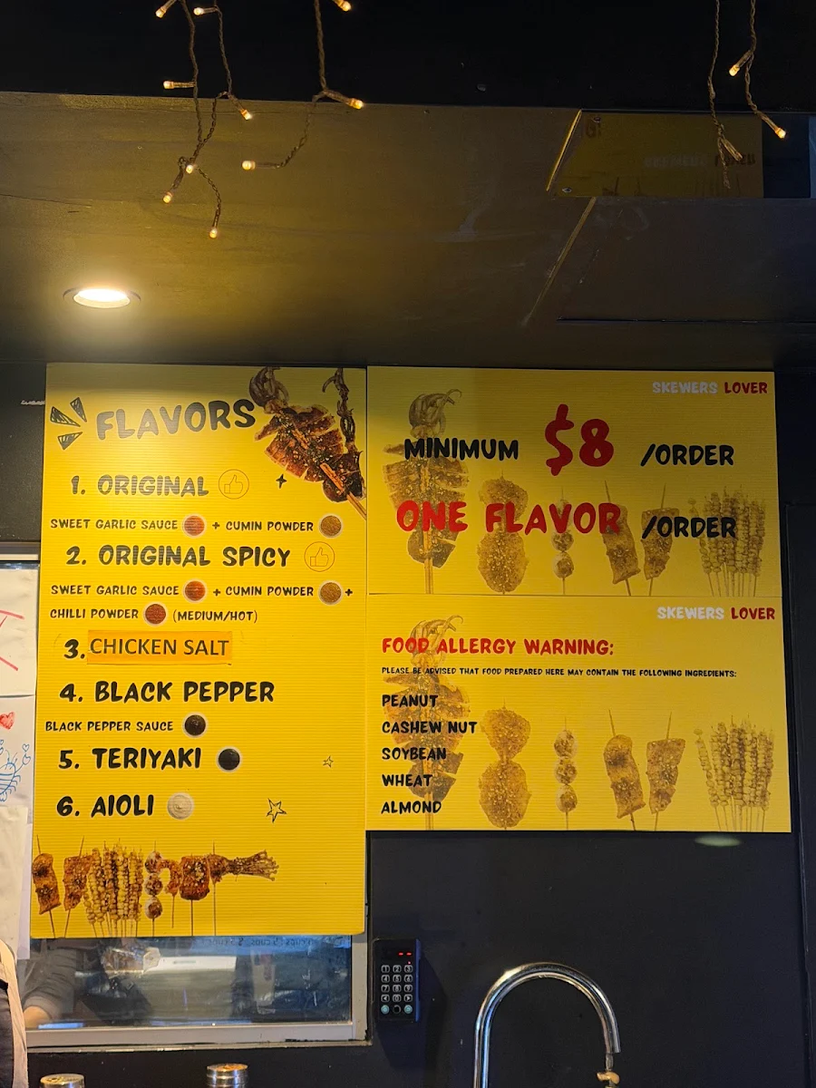 Menu, Skewers Lover