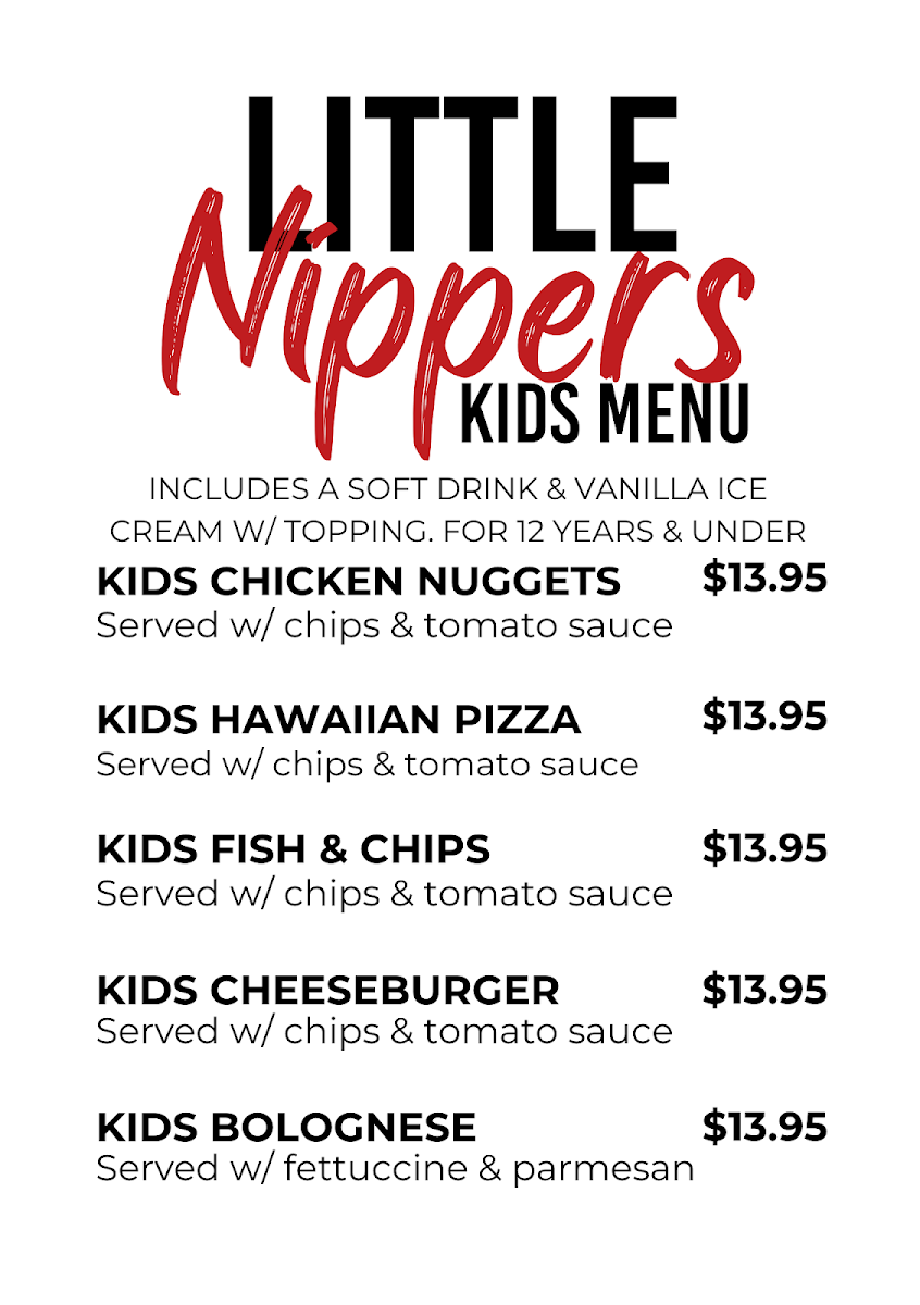 Menu, Central Hotel Stanthorpe