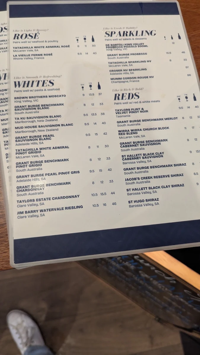 Menu, Central Hotel Stanthorpe