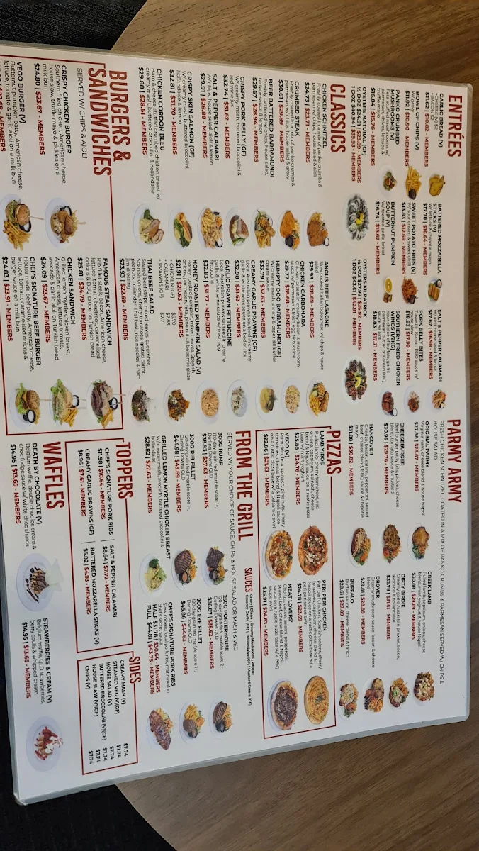 Menu, Central Hotel Stanthorpe
