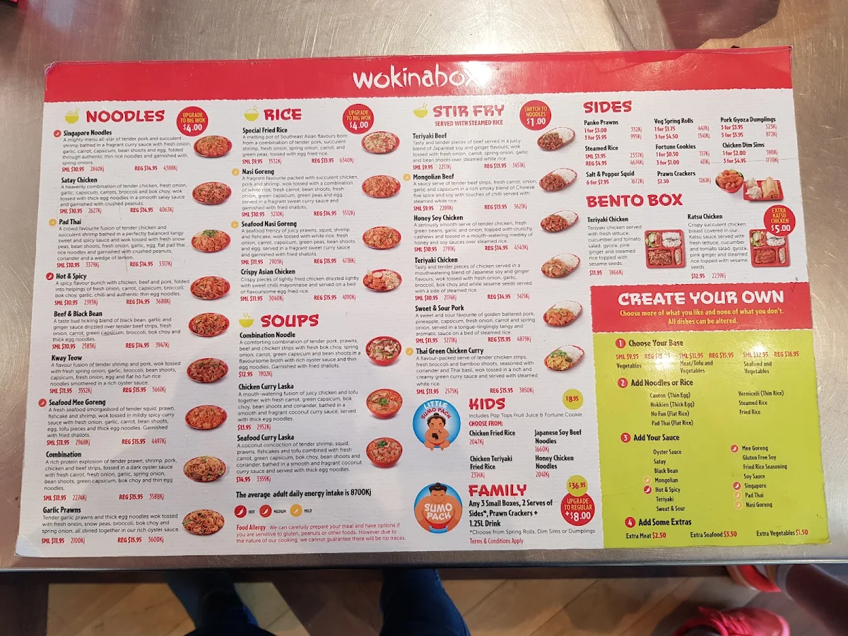 Menu, Wokinabox
