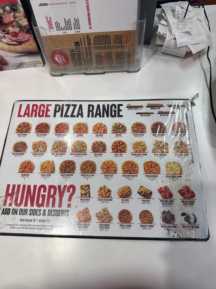 Menu, Pizza Hut Mascot
