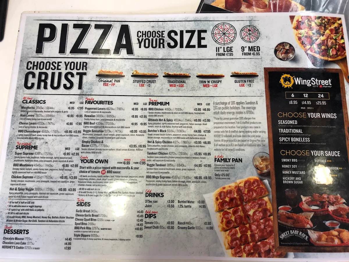 Menu, Pizza Hut Mascot