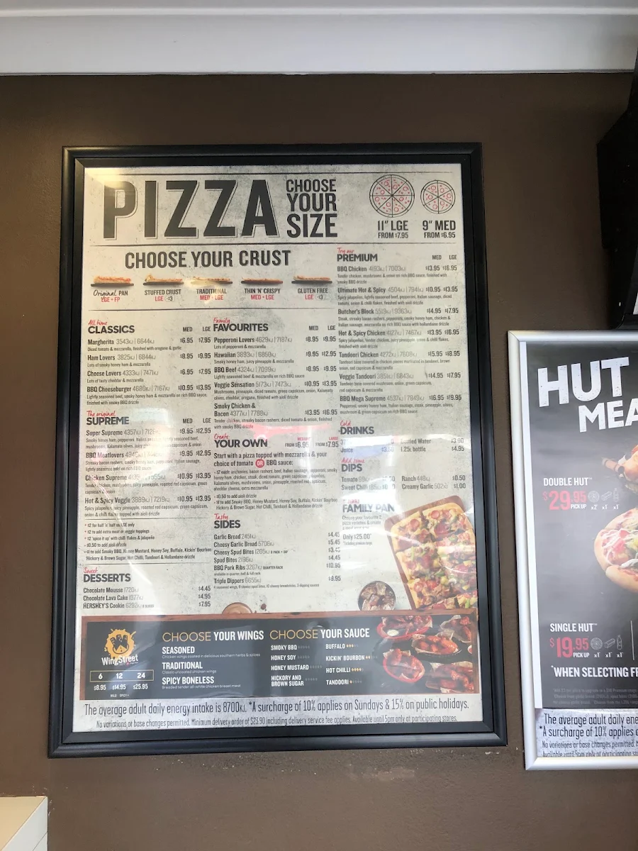 Menu, Pizza Hut Mascot