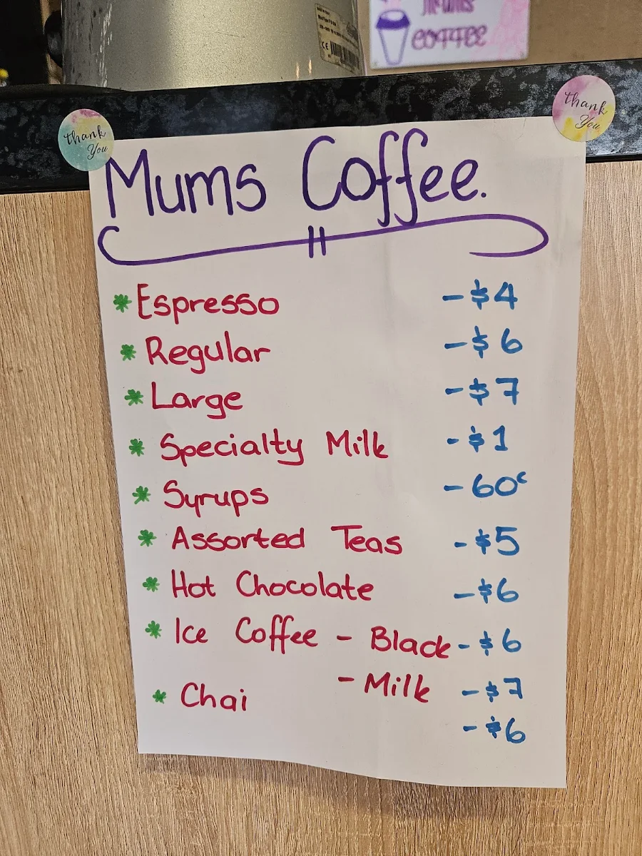 Menu, Mum's Coffee