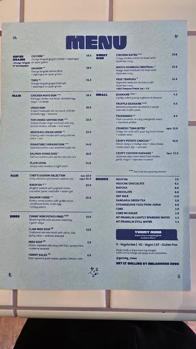 Menu, Yummy Mono