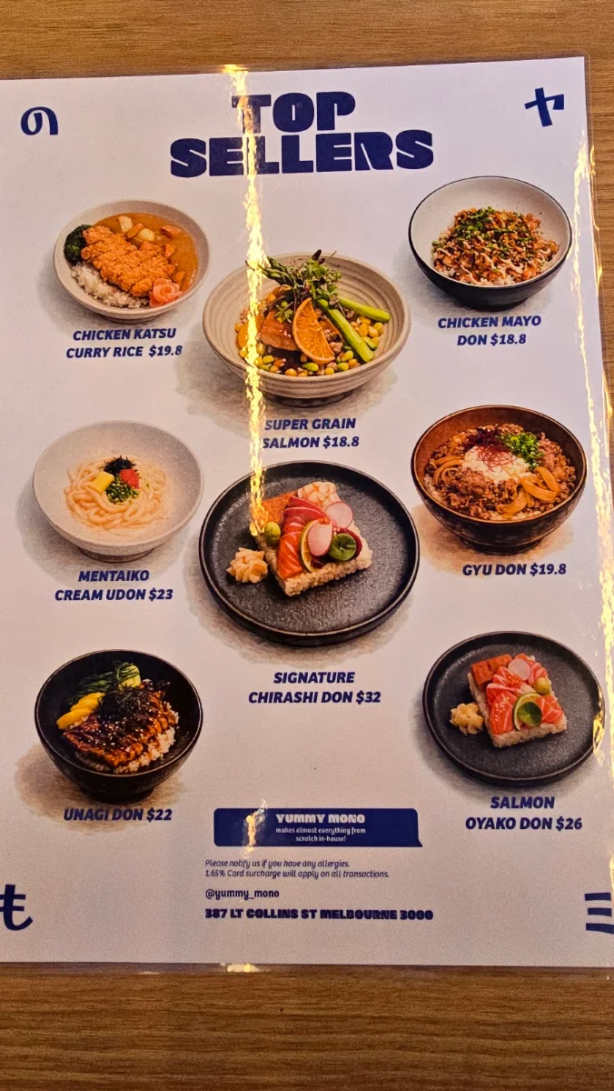 Menu, Yummy Mono
