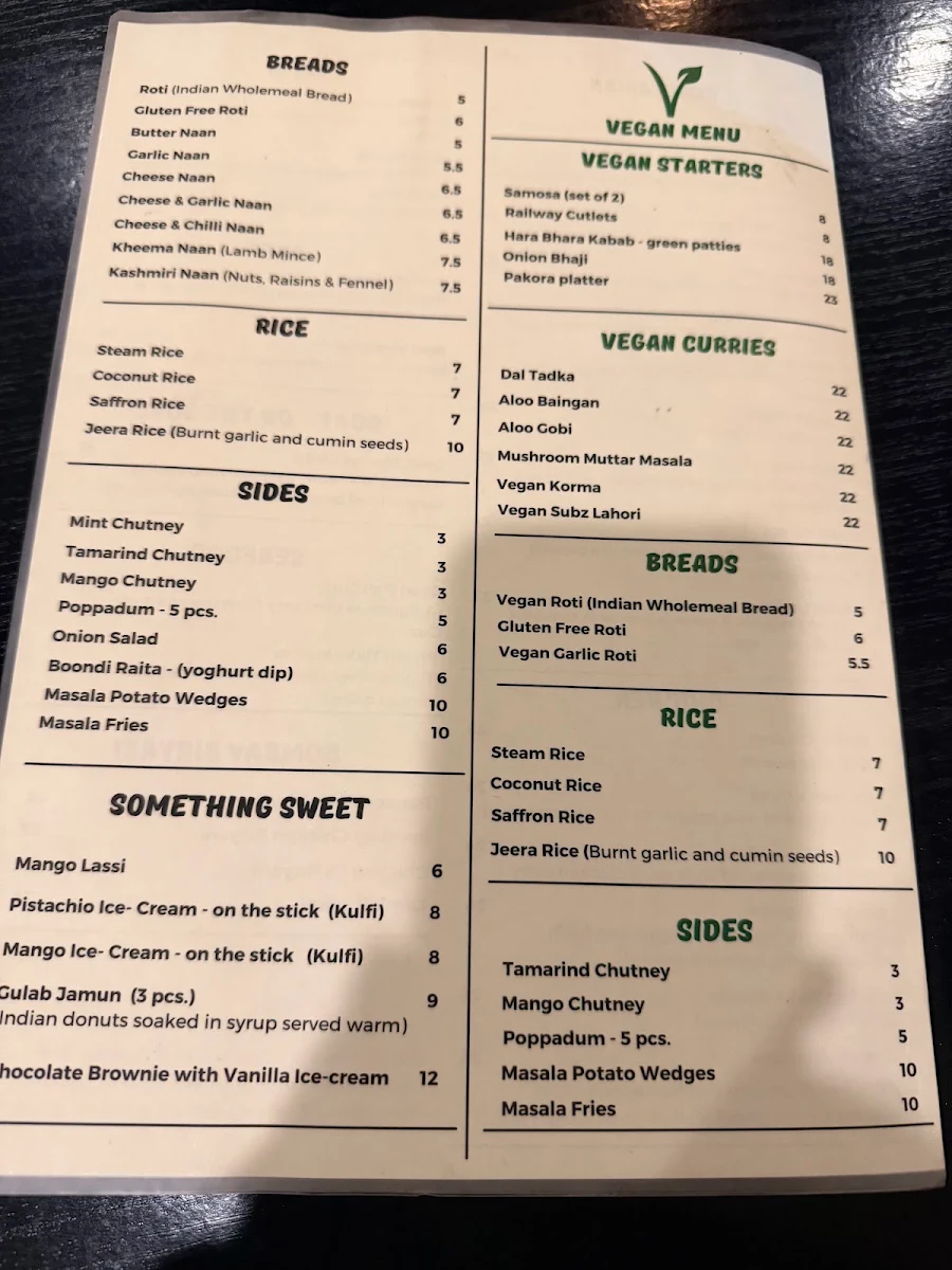 Menu, Oye Bombay