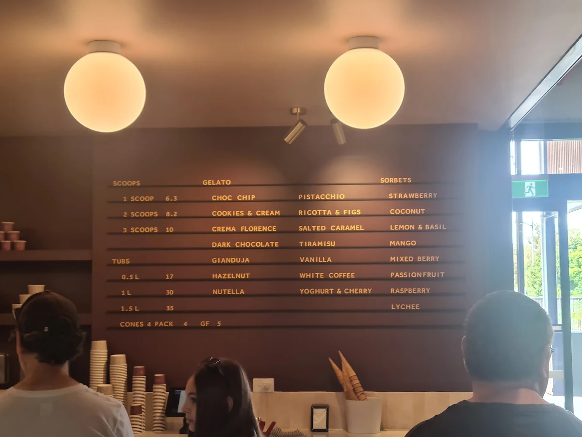 Menu, Florence Gelato