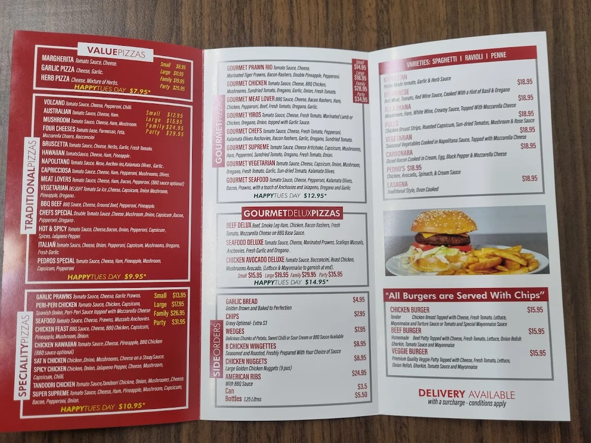 Menu, Pedro's Pizza - Somerton Park