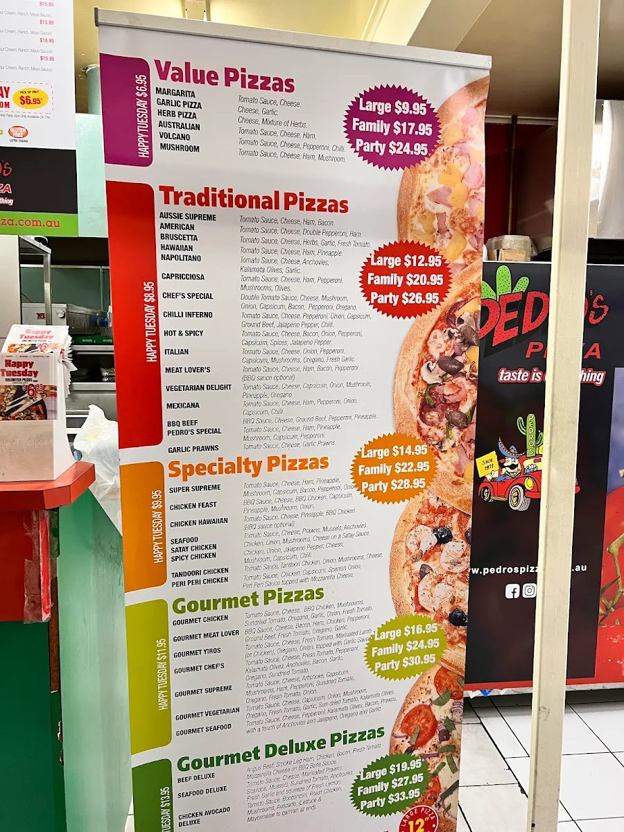 Menu, Pedro's Pizza - Somerton Park