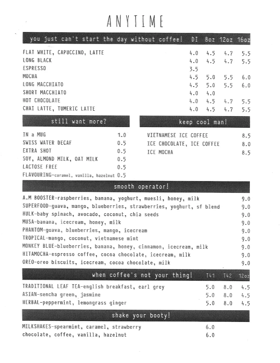 Menu, High On 55