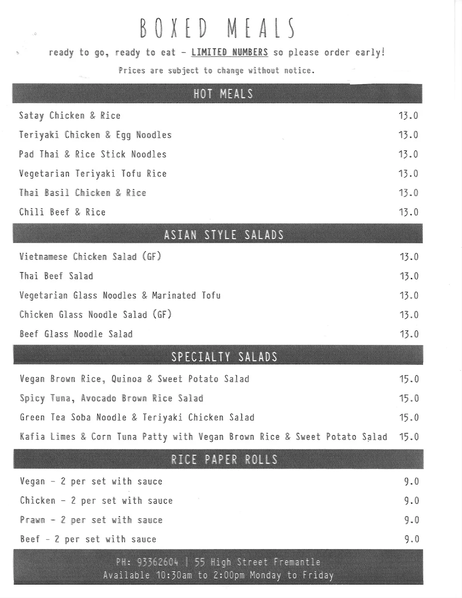 Menu, High On 55