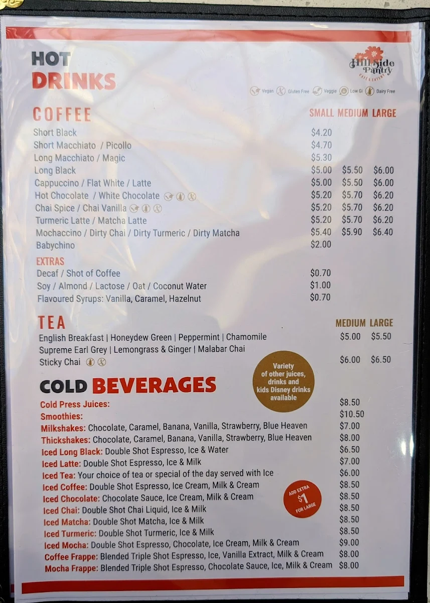 Menu, Hillside Pantry
