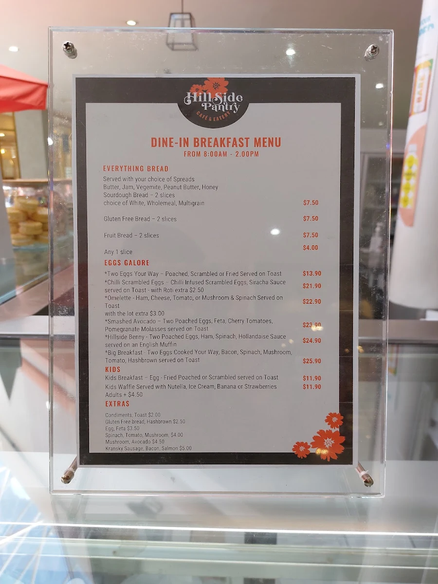 Menu, Hillside Pantry