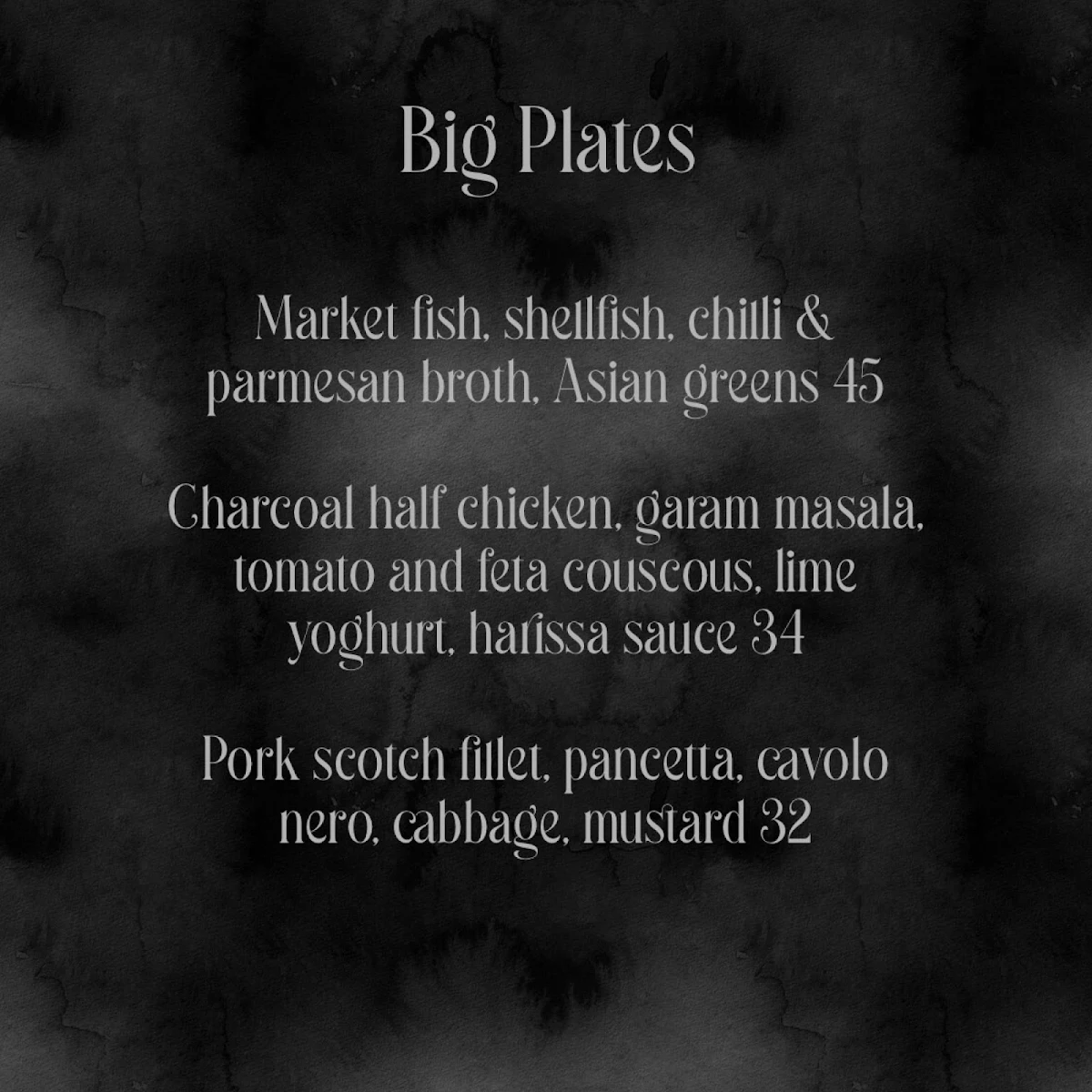 Menu, Bootleg Dining