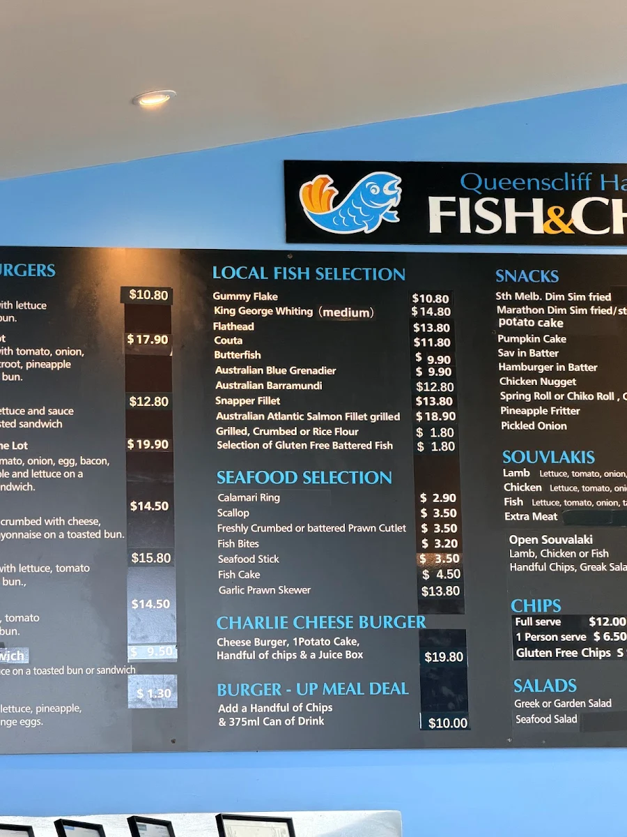 Menu, Queenscliff Harbour Fish & Chips