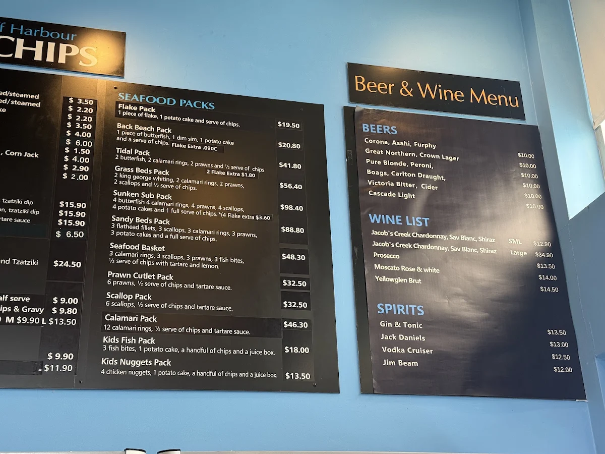 Menu, Queenscliff Harbour Fish & Chips