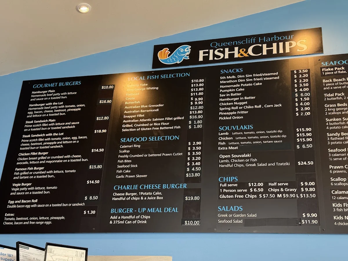 Menu, Queenscliff Harbour Fish & Chips