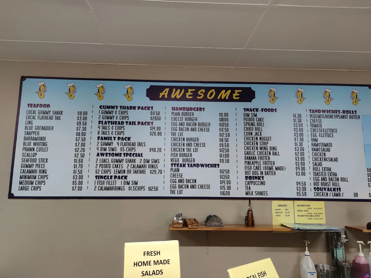 Menu, Awesome Fish & Chips
