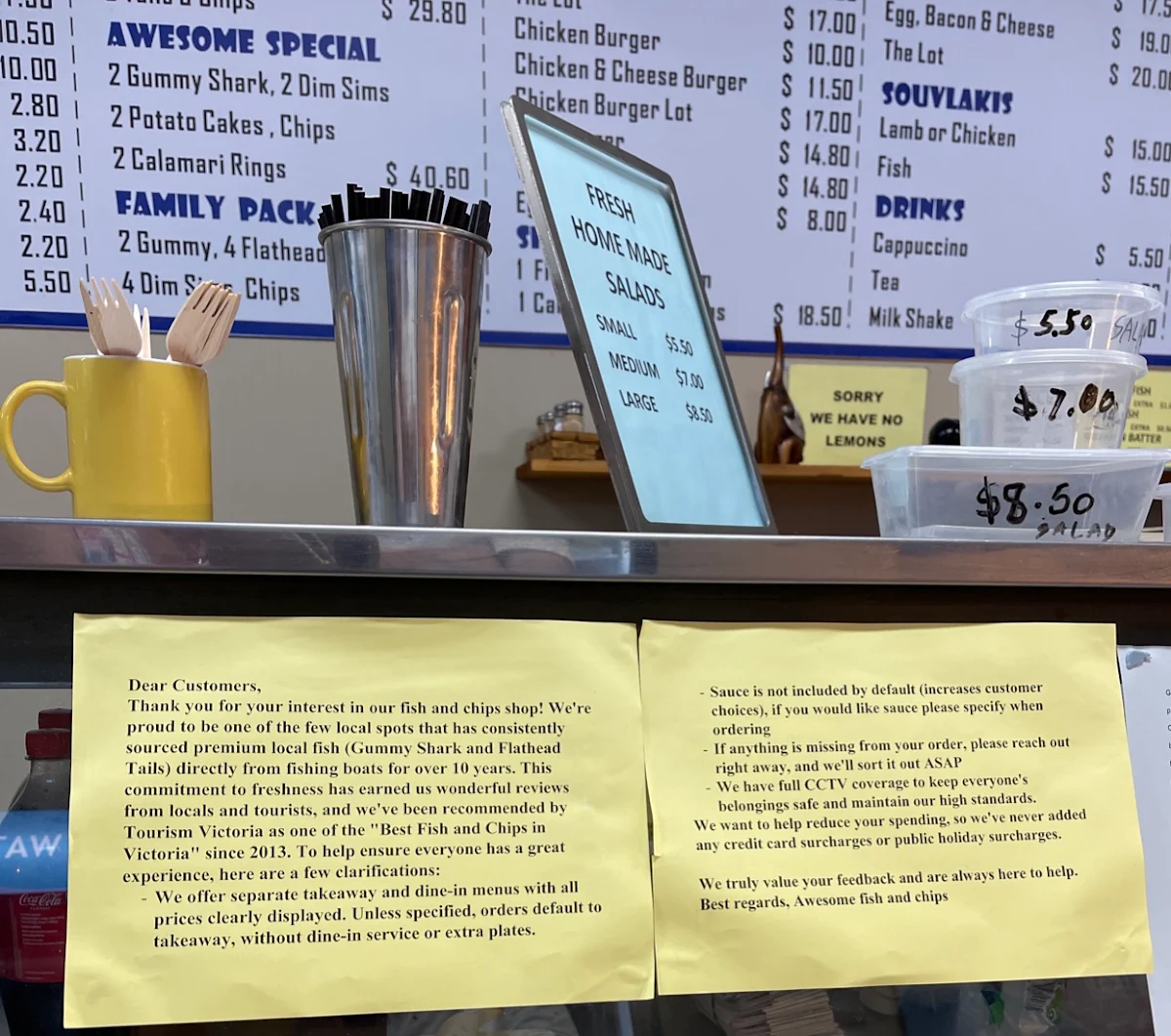 Menu, Awesome Fish & Chips