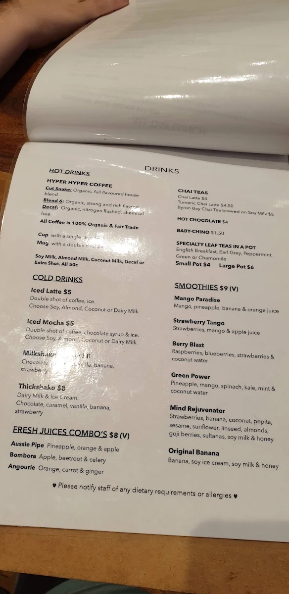 Menu, The Perfect Break Cafe