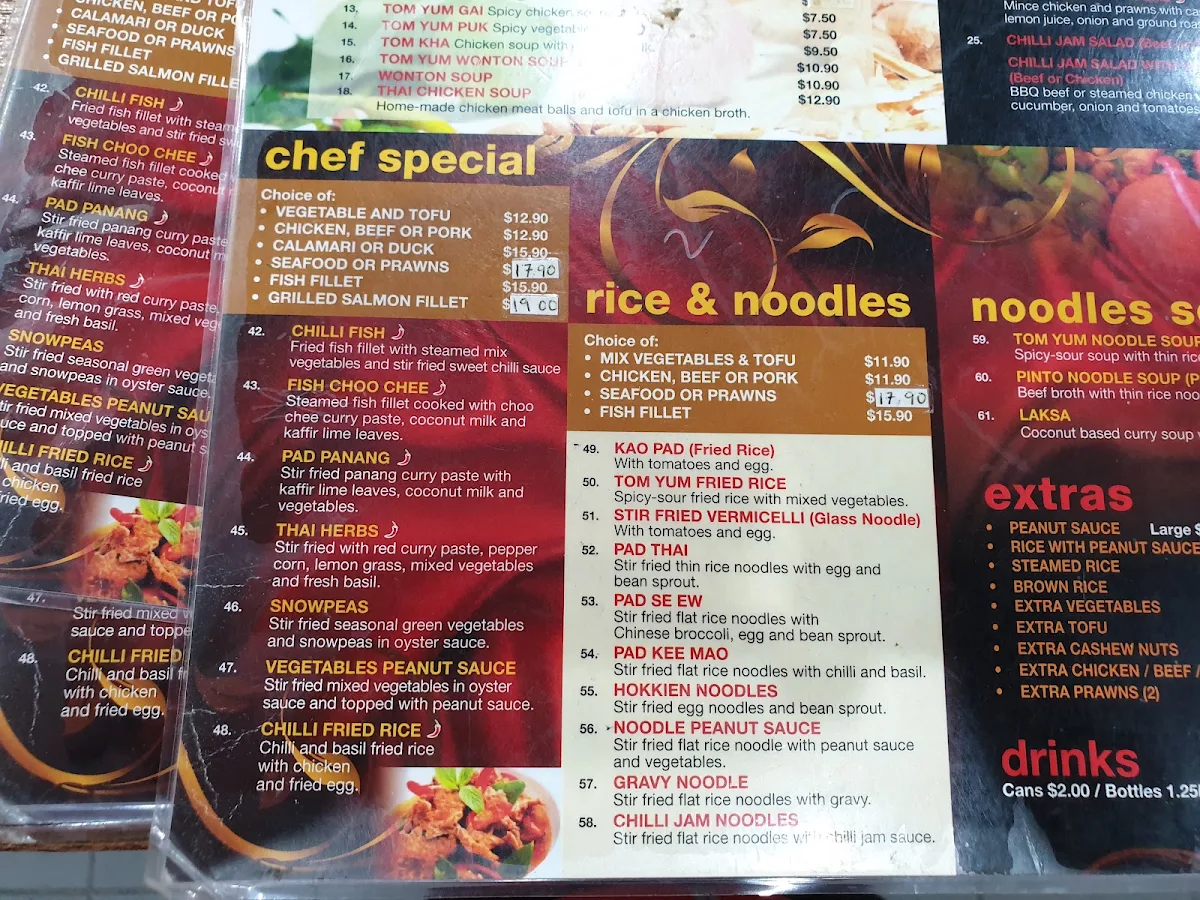 Menu, Pinto Thong Thai Restaurant