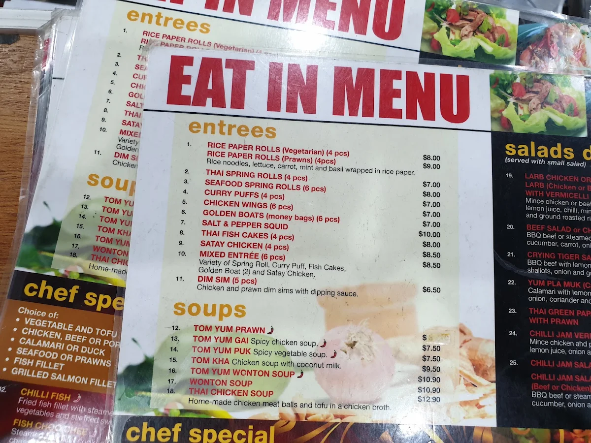 Menu, Pinto Thong Thai Restaurant