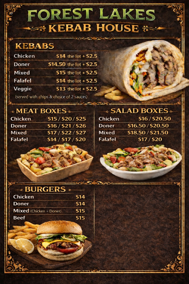 Menu, Forest lakes kebab