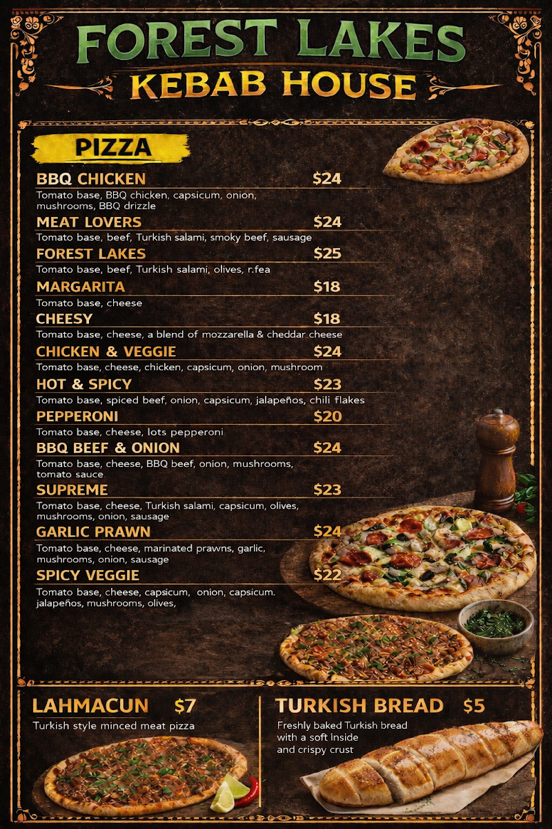 Menu, Forest lakes kebab