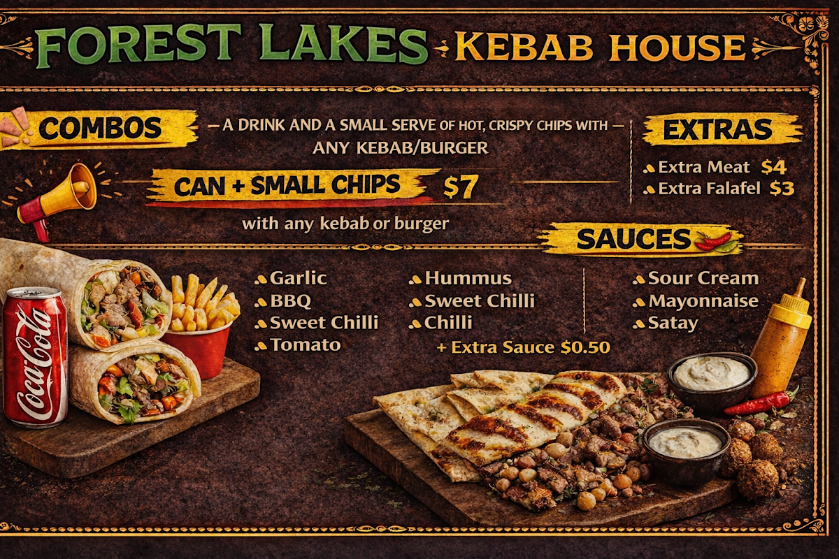 Menu, Forest lakes kebab