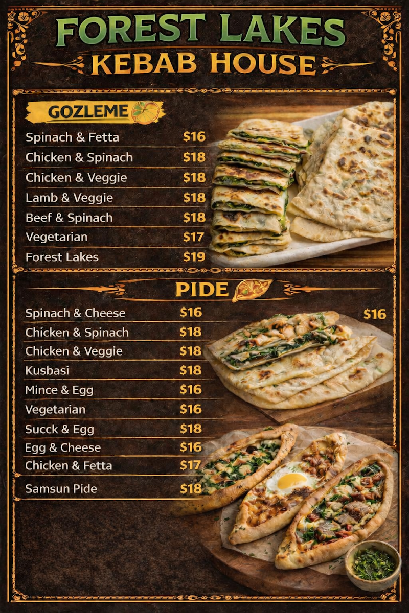 Menu, Forest lakes kebab