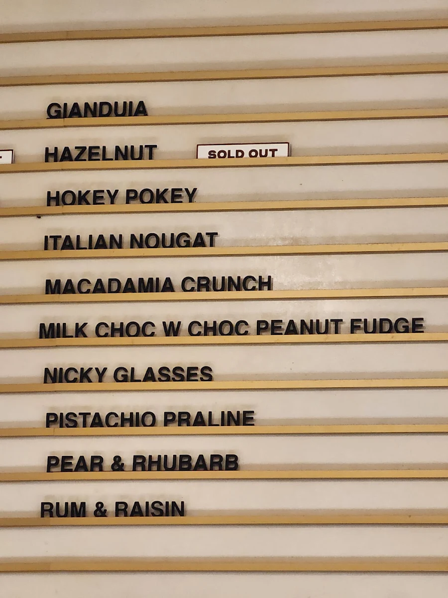 Menu, Gelato Messina Kingston