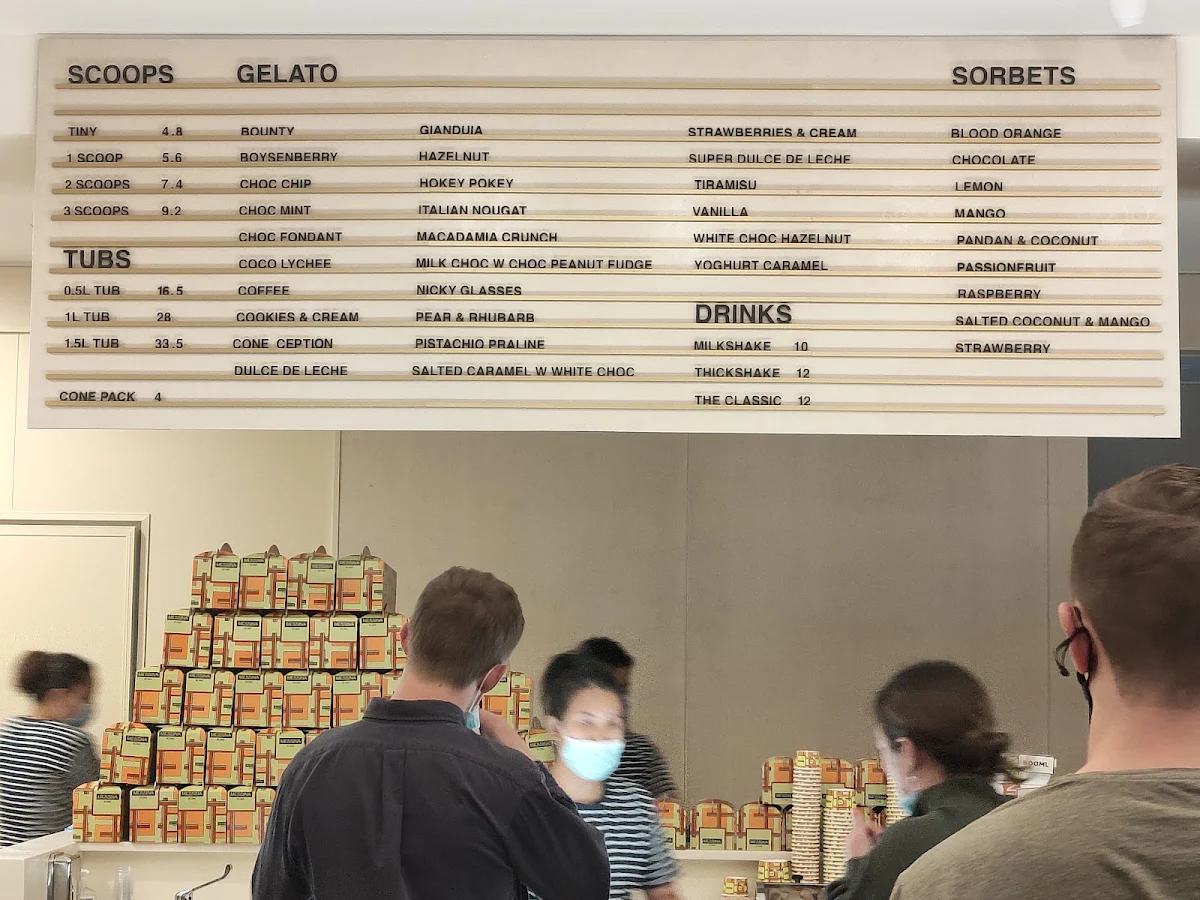 Menu, Gelato Messina Kingston