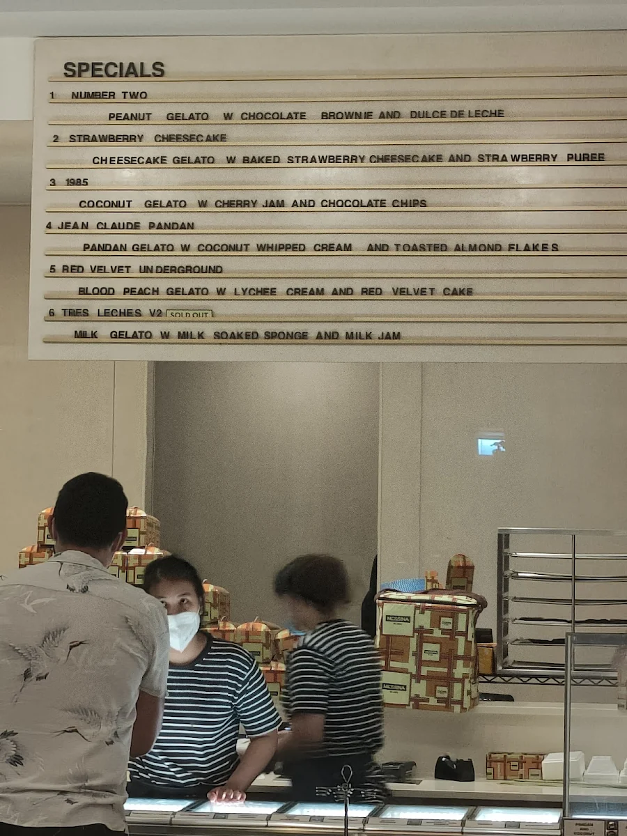 Menu, Gelato Messina Kingston