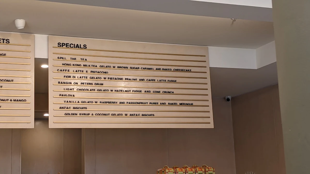 Menu, Gelato Messina Kingston